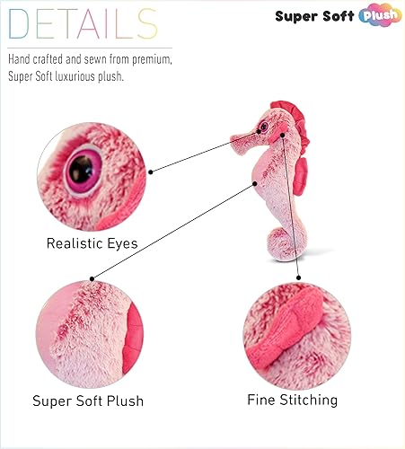 Miniatura 2 de DolliBu - Peluche de caballito de mar rosa, súper suave, lindo animal de peluche para niños y adultos, adorable juguete de regalo para niñas y