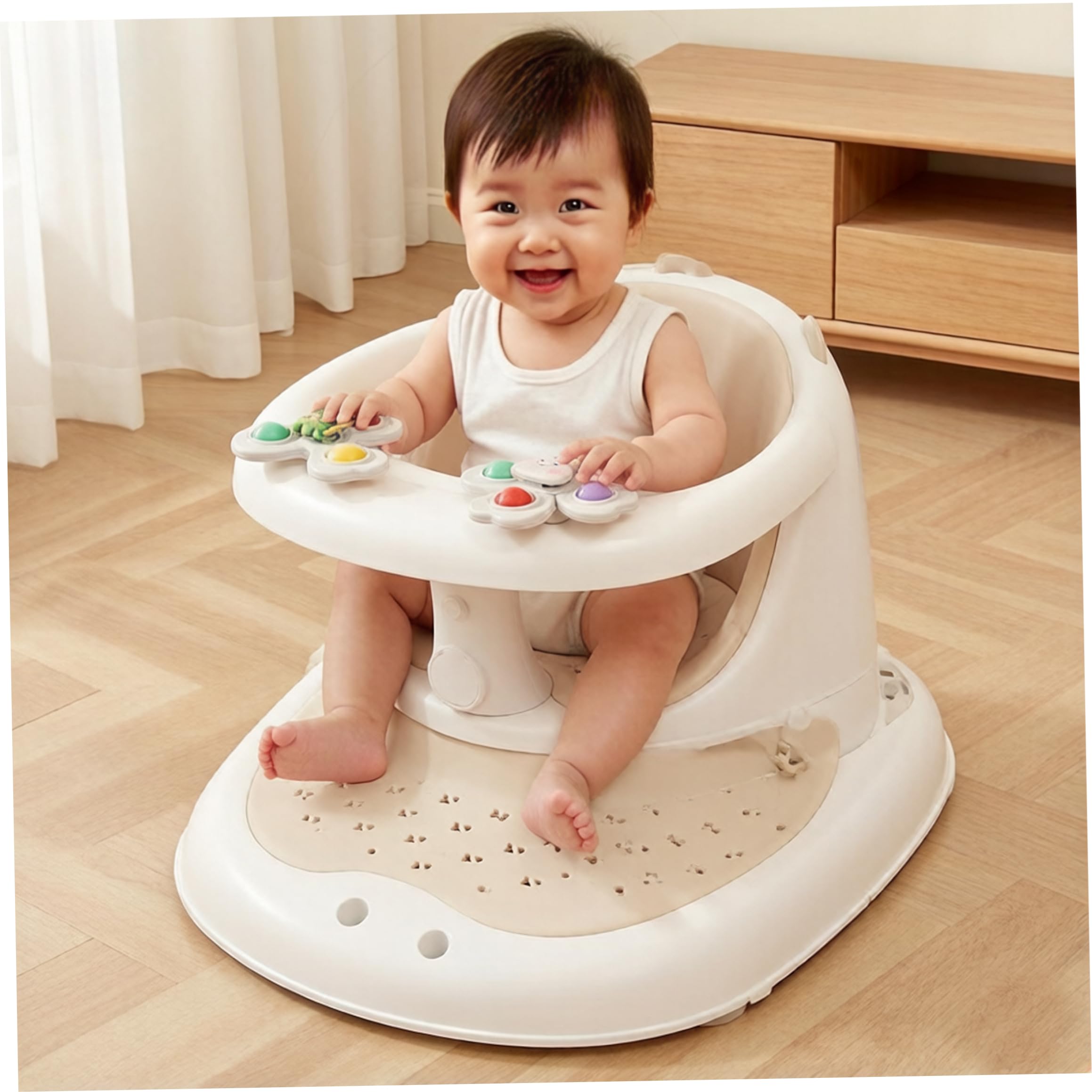Badewannensitze, Babybadesitz ab 6 Monaten, multifunktionaler Anti-Kipp-Babybadestuhl mit ergonomischem TPE-Kissen zum Baden, Sitzen und Essen