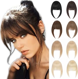 Hairro Clip In Bangs, Honey Blonde 100% Real Human Hair Piece Clip On Fringe With Temples Short Hairpieces Natural Flat Neat Bangs Remy Hair Extensions For Women Daily Use French Wispy Bangs
