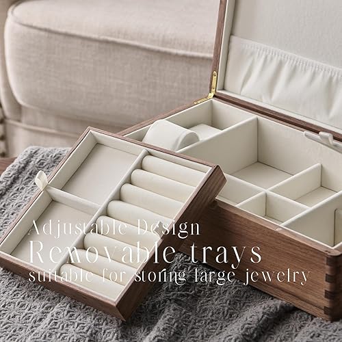 Miniatura 5 de Beexchange Joyero de madera de nogal negro, hecho a mano, caja de joyería clásica. Joyeros y organizadores para mujeres, hombres y niñas