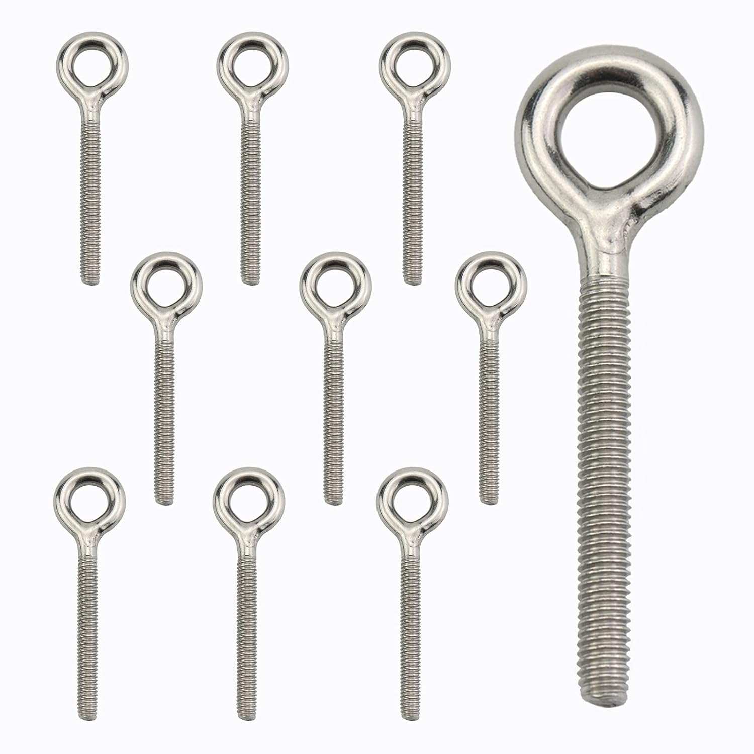 M6 Heavy Eye Bolts, 10Pcs Long Shank Lifting Eye Bolt