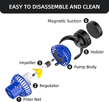 1050 GPH Aquarium Circulation Pump Wave Maker Power Head with magnetic mount Suction Blue | Power Head with magnetic mount Suction for 20-75 Gallon Saltwater Freshwater Tank