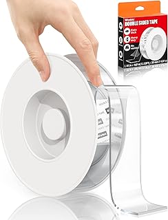 Wotec Tough & Thick Double Sided Mounting Tape Removable 1.18" x 160”, Multipurpose Double Sided Tape Heavy Duty, Clear Na...