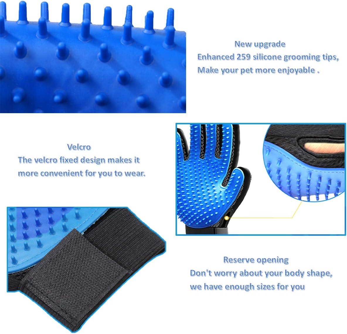 xiaocai 2020Upgrade 1 Pair Pet Grooming Glove Hair Remover Brush Gentle Deshedding Efficient Pet Mitt Pet Massage Gloves Left & Right Hand for Dog & Cat with Long & Short Fur: Sports & Outdoors