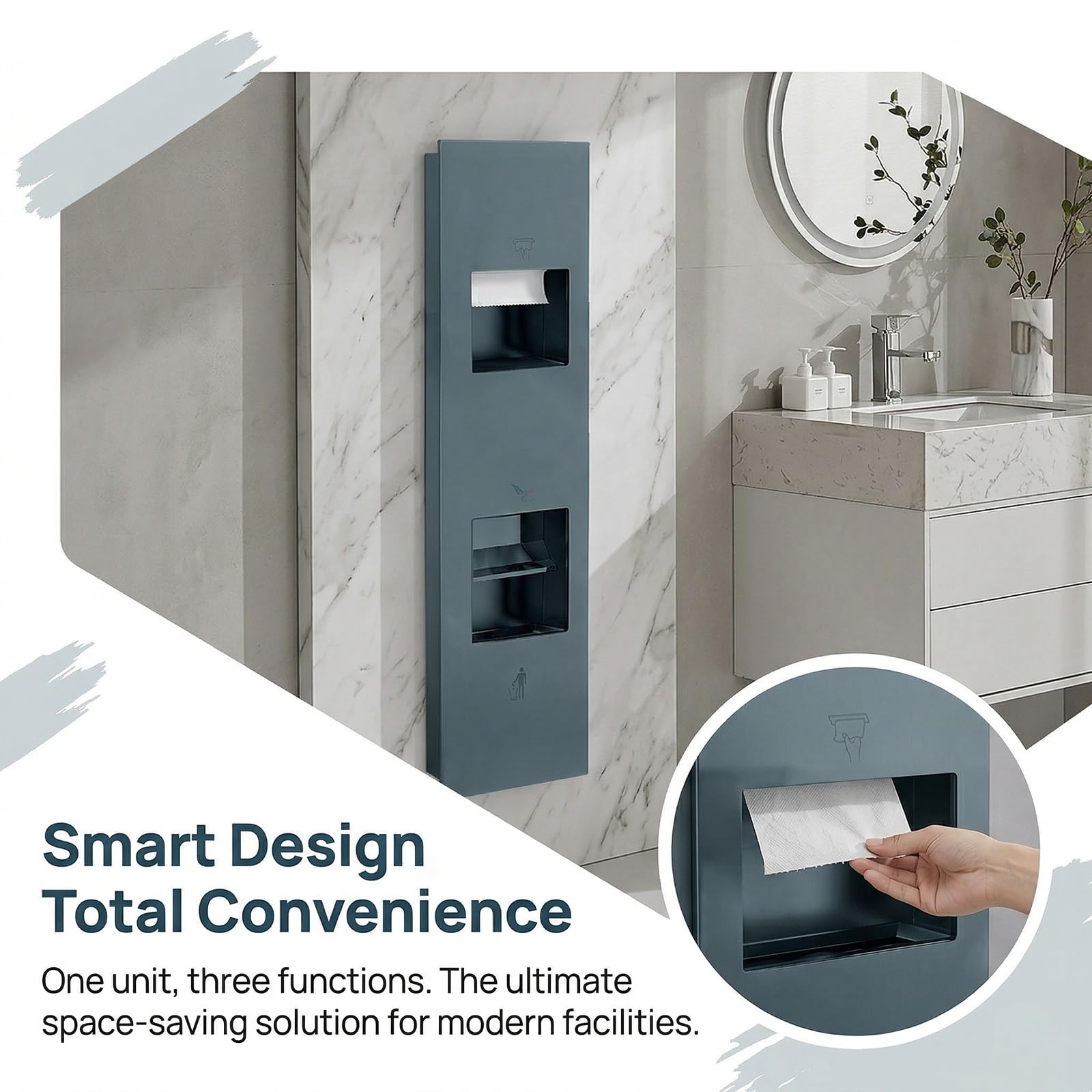 Porta Carta igienica a Incasso Color Oro con Cestino Integrato, mobiletto salvaspazio per Il Bagno in Acciaio Inox 304 con cassetto portaoggetti, Ideale per ristrutturazioni.