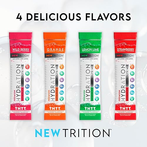 Miniatura 6 de Polvo de hidratación, 4 sabores, paquete de 24 paquetes de polvo de electrolitos, paquetes hidratantes con sabor natural para agua, electrolitos