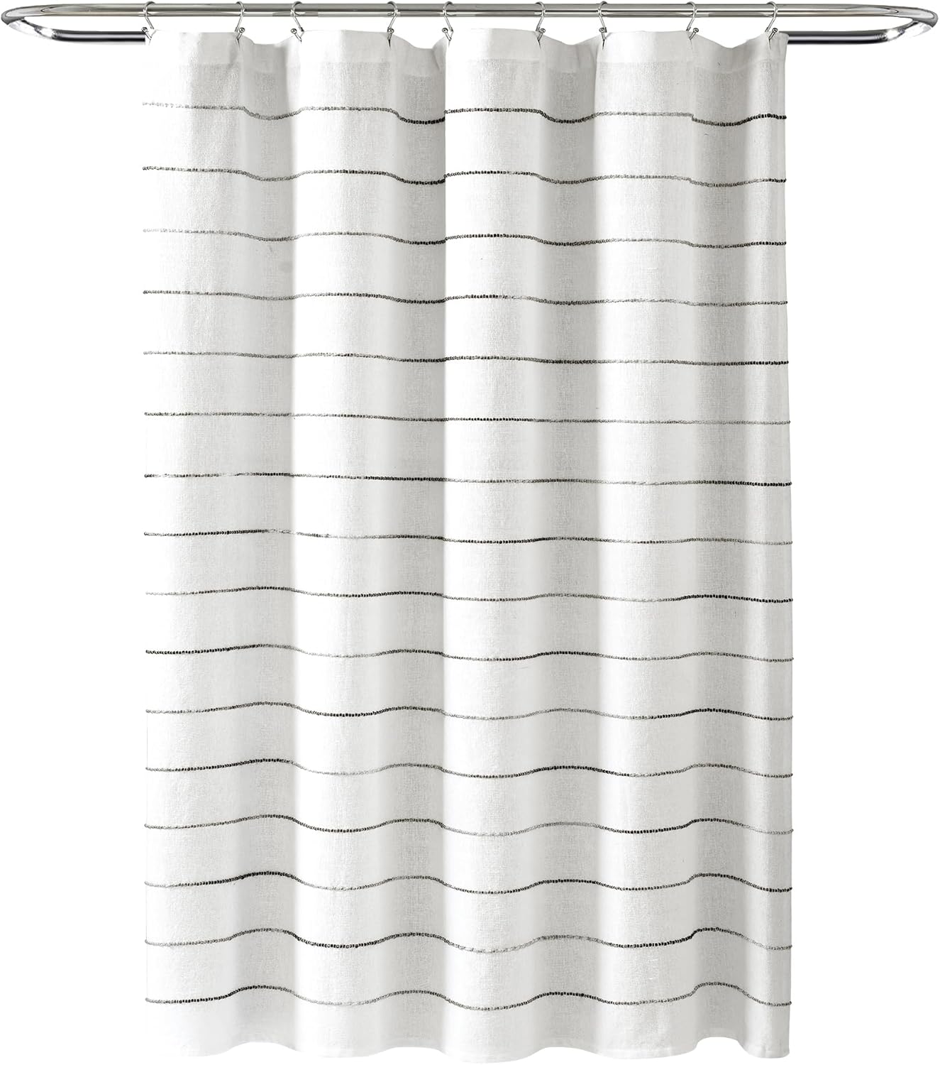 Lush Decor Ombre Stripe Yarn Dyed Cotton Shower Curtain, 72" W x 72" L, Gray & Multi - Fabric Shower Curtains - Striped Bathroom Curtain - Farmhouse & Coastal Decor
