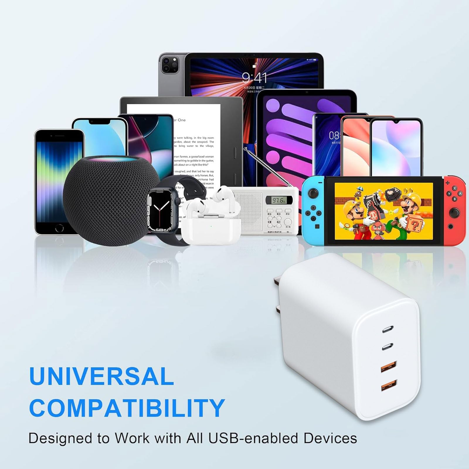 Chargeur USB C, adaptateur de charge mural, chargeur USB bloc plusieurs ports avec câbles C vers C pour iPhone 16/16 Plus/16 Pro/16 Pro Max/iPhone 15/15 Plus/15 Pro/15 Pro Max