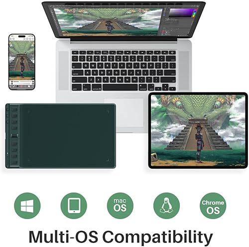 Miniatura 6 de HUION Inspiroy - Tableta de dibujo mediana con rueda de desplazamiento, 8 teclas personalizadas, lápiz capacitivo sin batería para arte digital,