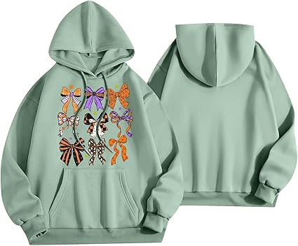 Halloween Hoodies for Women 2025 Fall Fashion Long Sleeve Cute Ghost Graphic Lightweight Hoodie with Pockets