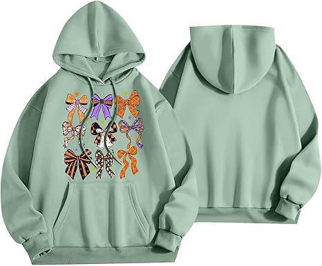 Halloween Hoodies for Women 2025 Fall Fashion Long Sleeve Cute Ghost Graphic Lightweight Hoodie with Pockets