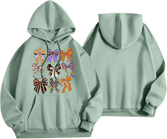 Halloween Hoodies for Women 2025 Fall Fashion Long Sleeve Cute Ghost Graphic Lightweight Hoodie with Pockets