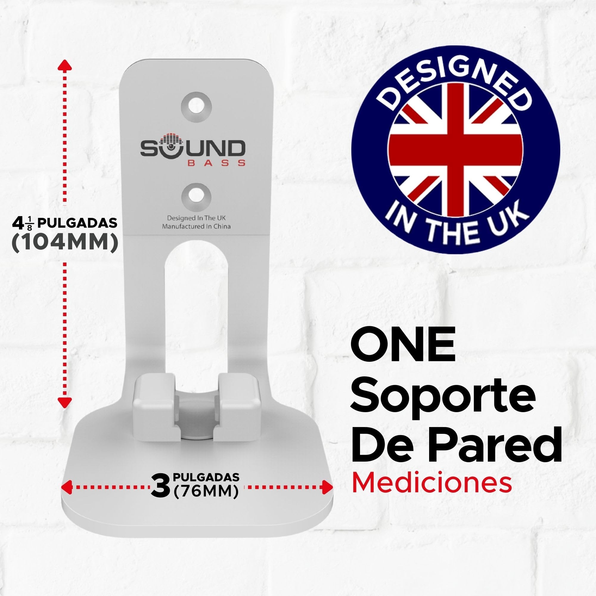 Sound bass One, Gen 2, SL & Play:1 Soporte de Montaje en Pared, Blanco, Compatible con Sonos One, Gen2, One SL & PLAY1 Speaker, Posición Fija
