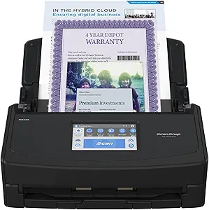 ScanSnap iX1600 Premium Color Duplex Document Scanner for Mac and PC with 4-Year Protection Plan, Black