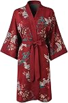 Women's Kimono Short Robe Pocket Bathrobe for Women