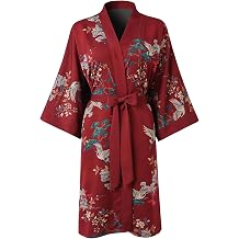 Womens Kimono Short Robe Pocket Bathrobe for Women