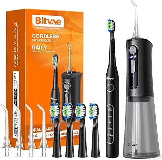 Water Flosser and Electric Toothbrush Combo - Cordless Water Flosser for Teeth - 5 Modes Sonic Electric Toothbrush, 3 Modes Portable Water Floss…