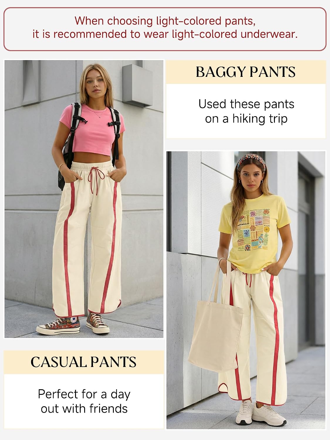 Women's Wide Leg Track Pants Baggy Drawstring High Rise Side Striped Casual Lightweight Parachute Pants with Pockets
