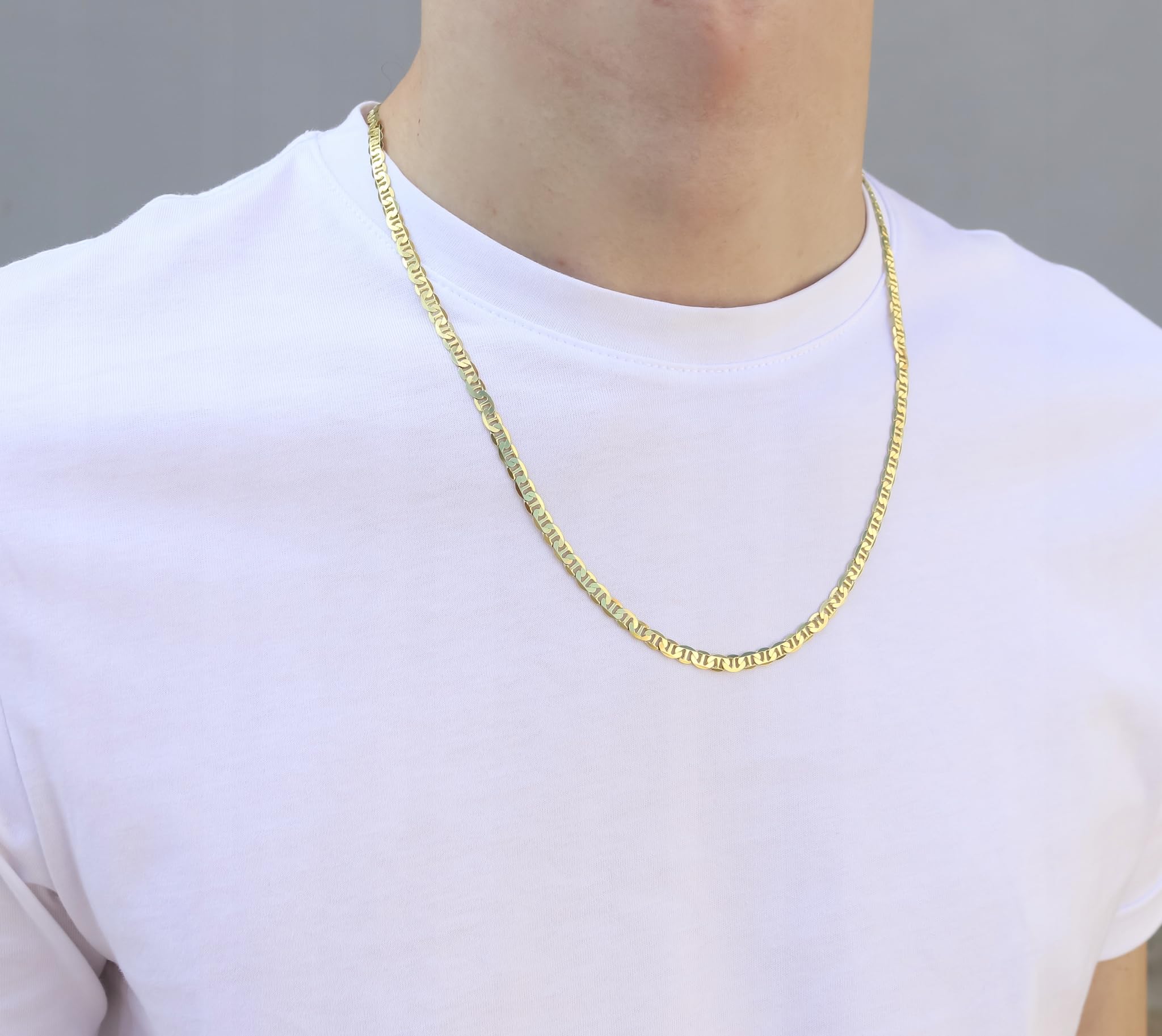 AMAR PRAGNA - Cadena de oro 925/585 para hombre y mujer, trenzada, cadena de oro 585 chapada en oro