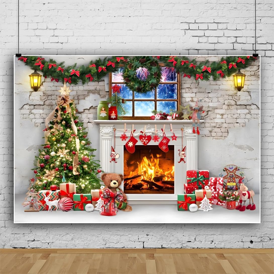 Amazon.co.jp: 背景布 クリスマス 飾りの古い部屋 Merry Christmas 2.5