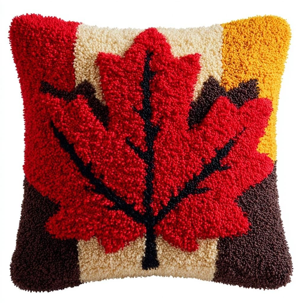 Henypt Latch Hook Cushion Kits Maple Leaves