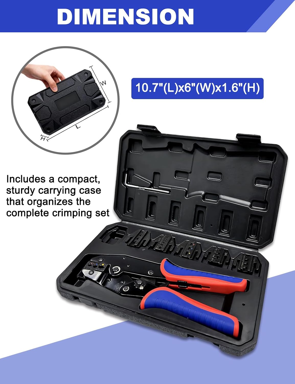 7PCS Ratcheting Wire Crimper Tool Set with 6 Jaws for Solar and Heat Shrink image 3