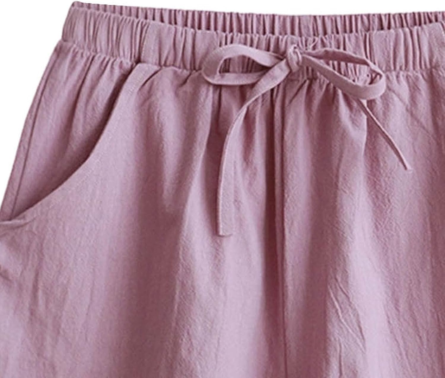 Casual Cotton Linen Shorts for Women:Fashion Elastic Wasit Wide Leg Lightweight Short Pants with Pockets 2026