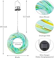 Vista 3 de Yinns Comederos de vidrio para pájaros colgantes en el exterior, comedero para pájaros con forma redonda solar para decoración de jardín de patio