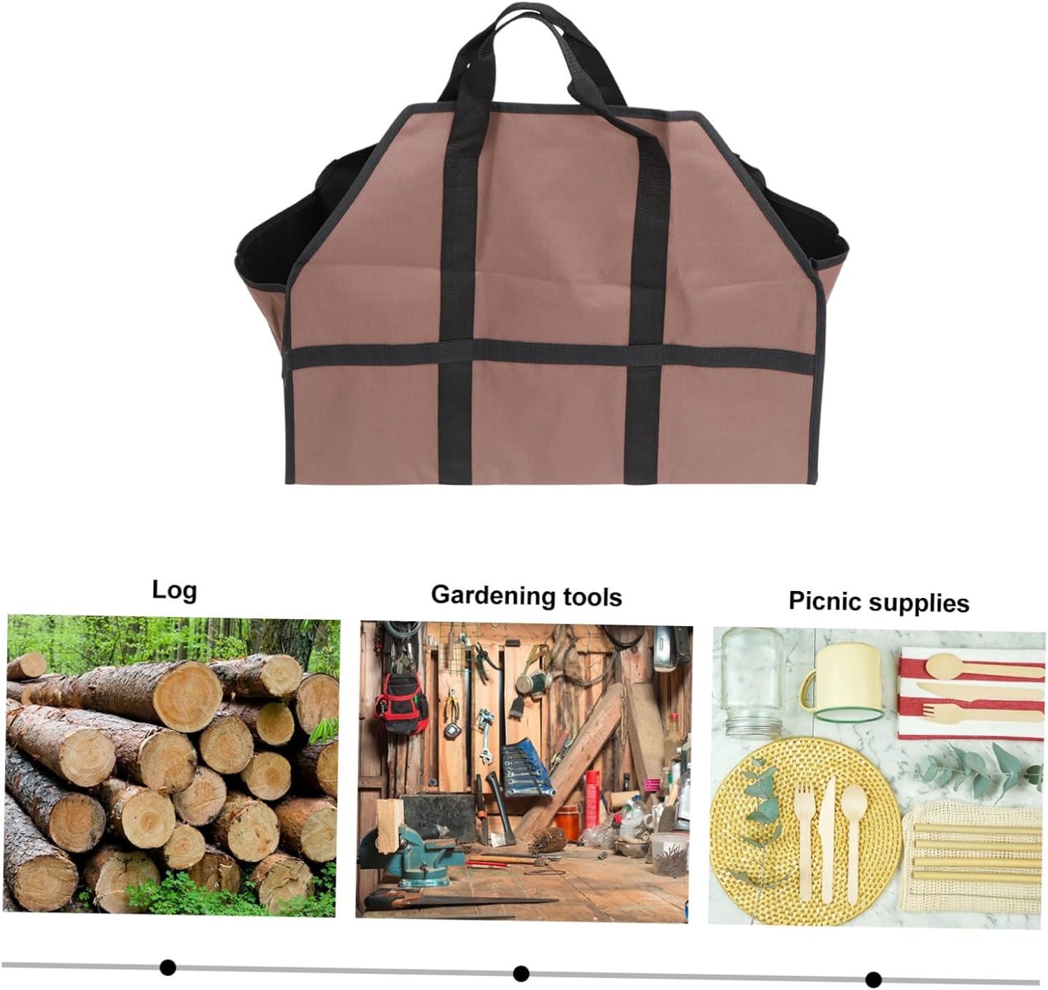 Large Capacity Firewood Tote Bag Polyester Log Carrier for Fireplace | Coffee Color, Wear Resistant and Scratch Resistant, Easy Storage, Transporting Logs and Boys and Girls's Toys