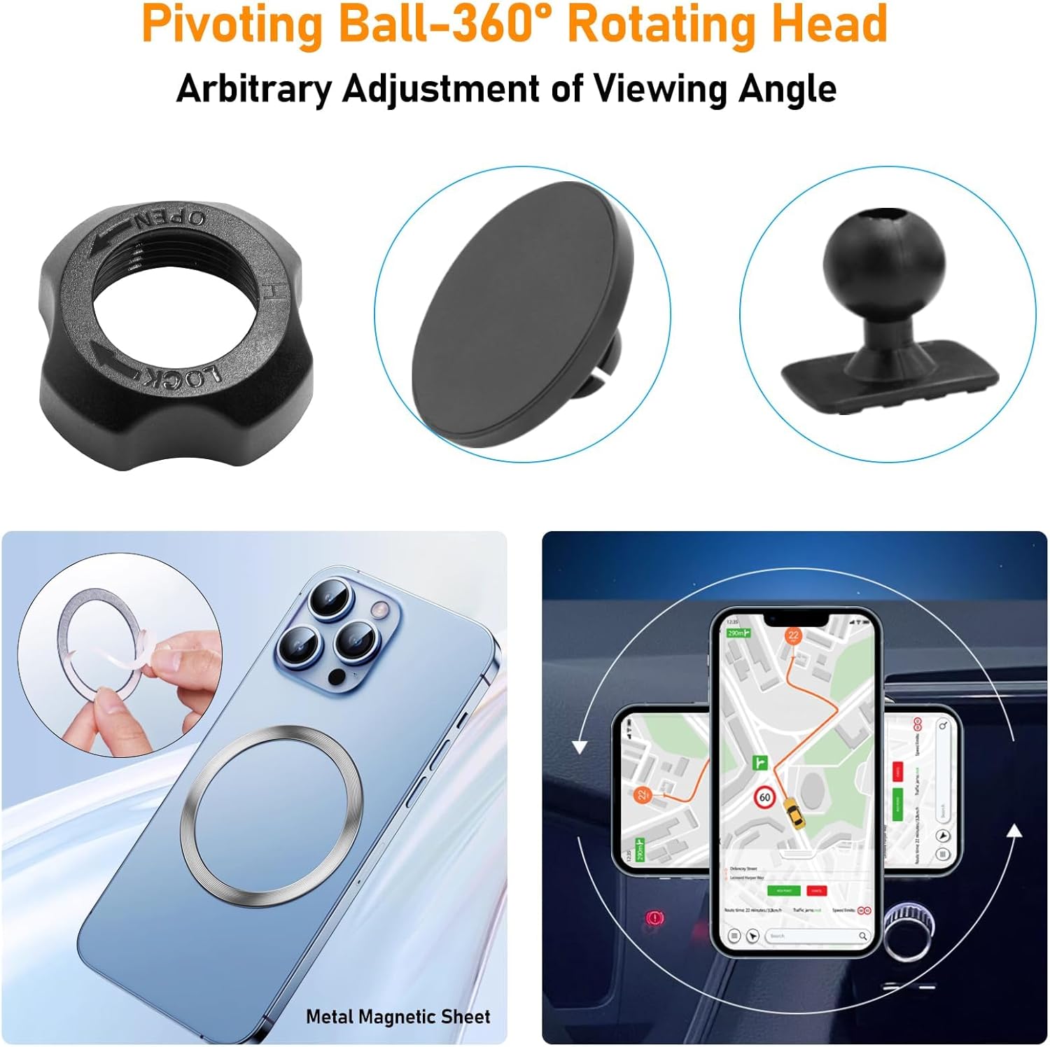 Compatible with BMW X5 Screen Phone Mount 2014-2018/X6 2015-2019,F15/F16 Cell Phone Holder for 10.3 Inch Touch Screen,Magnetic Cell Holder Anti-Shake,Rotation Mobile Mount Cradle,Black