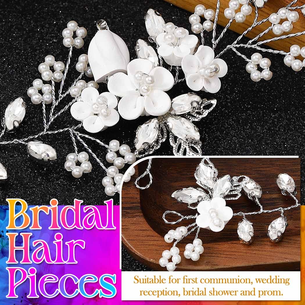 GORAIS Flower Wedding Hair Vine Crystal Bridal Hair Accessories Pearl Bride Hair Pieces for Women and Girls - Image 7