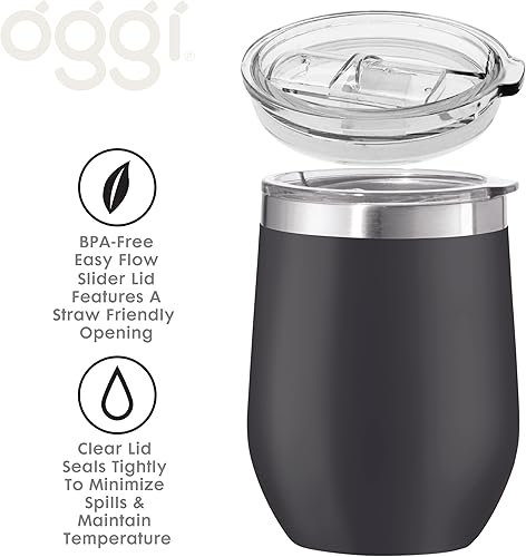 Miniatura 5 de Oggi Cheers 8145.3 - Vaso de vino con aislamiento, 12 onzas, color negro