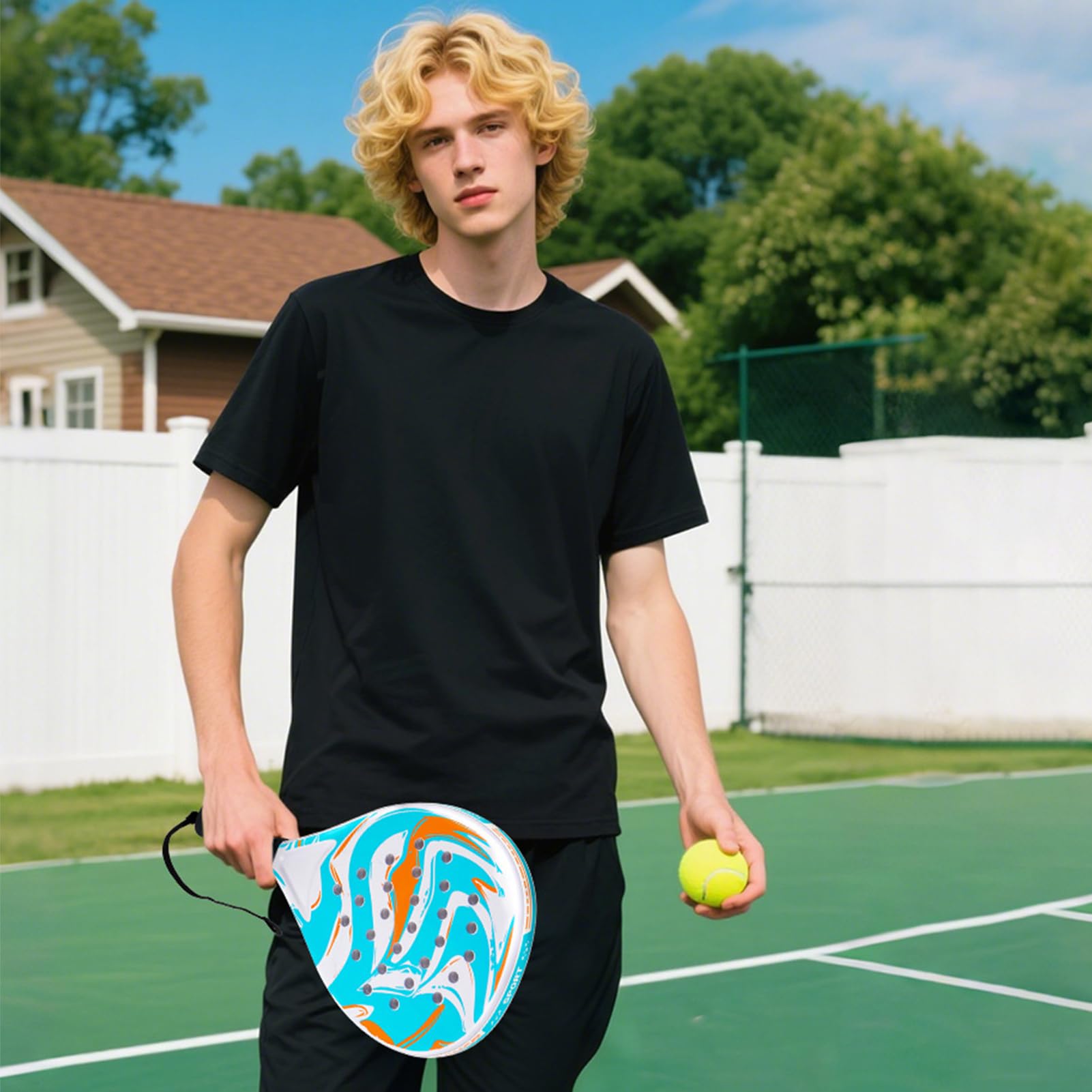 Set da pickleball, racchetta in fibra di carbonio, leggera, antiscivolo, portatile, per donne, bambini, adulti, giochi sportivi, pratica, parco, giardino, scuola, vacanza