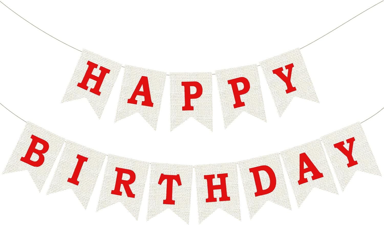 Burlap Happy Birthday Banner, Red Assembled Happy Birthday Banner Sign