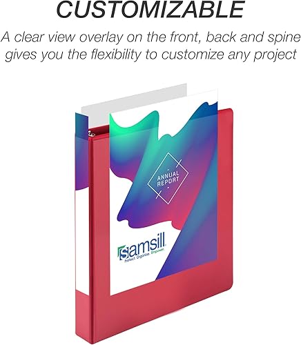 Vista 364 de Samsill Carpeta duradera de 1.5 pulgadas, fabricada en los Estados Unidos, carpeta de anillos en D, carpeta transparente personalizable, surtido