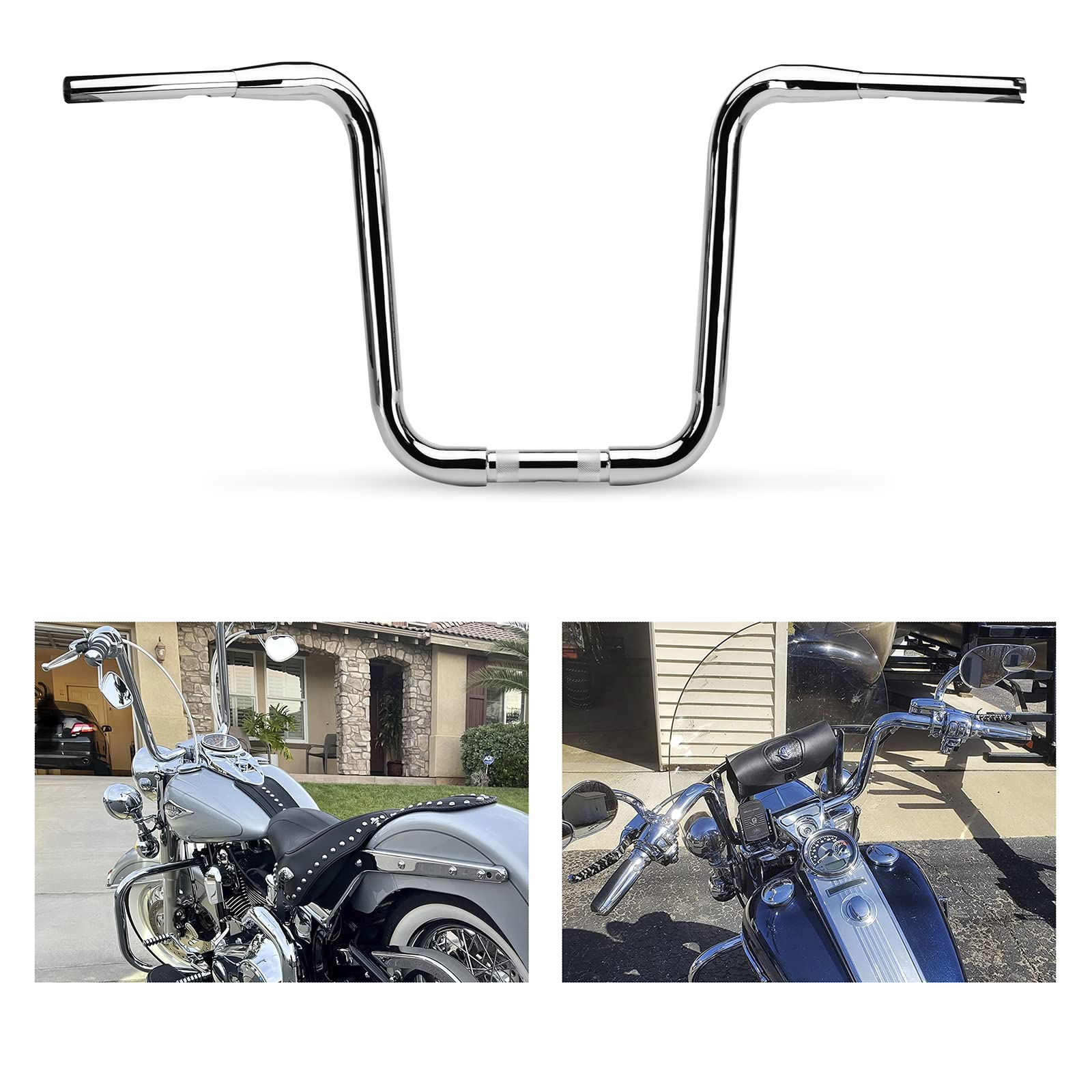 LKV Ape Hangers Handlebars 14 Inch 11/2 Black Motorcycle Handlebars