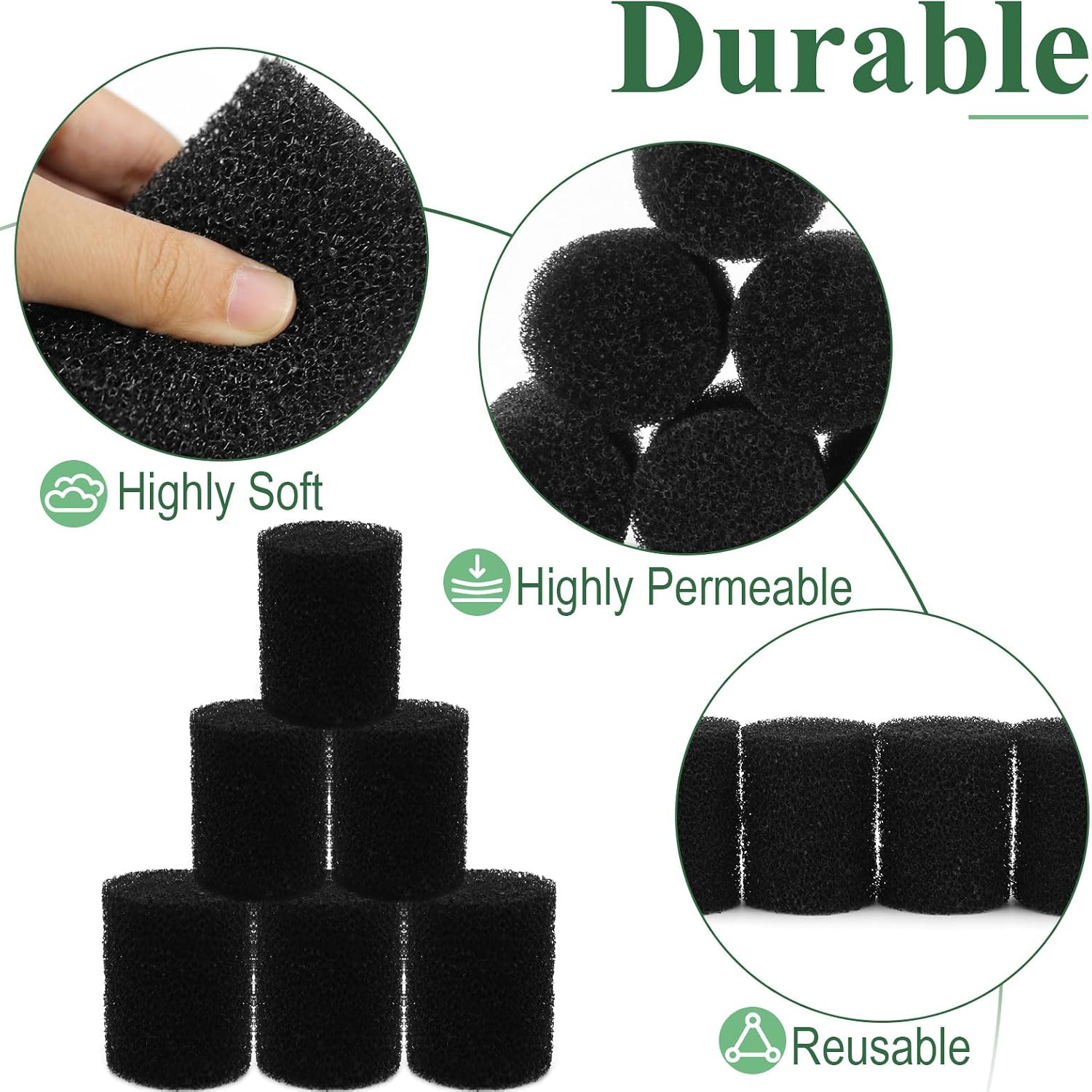 6 Pack Aquarium Pre Filter Intake Sponge Replacement for Fluval AC70/AC110/ Power Filter, for Use in Freshwater & Saltwater Aquariums