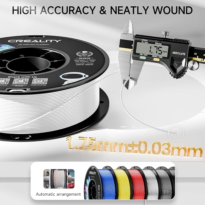 Filamento 3D PETG Creality 1.75mm 2kg Negro y Blanco miniatura 3