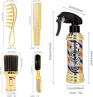 Vista 3 de CGBARBER Juego de herramientas de peluquería, kit de herramientas de salón de 5 piezas, incluye botella de spray, cepillo de limpieza, peine mixto