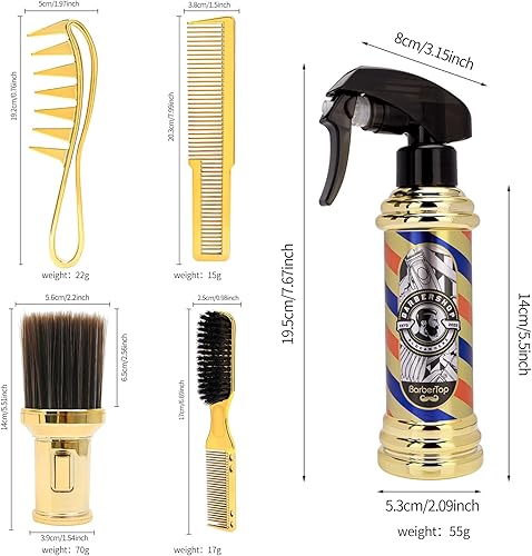 Miniatura 3 de CGBARBER Juego de herramientas de peluquería, kit de herramientas de salón de 5 piezas, incluye botella de spray, cepillo de limpieza, peine mixto