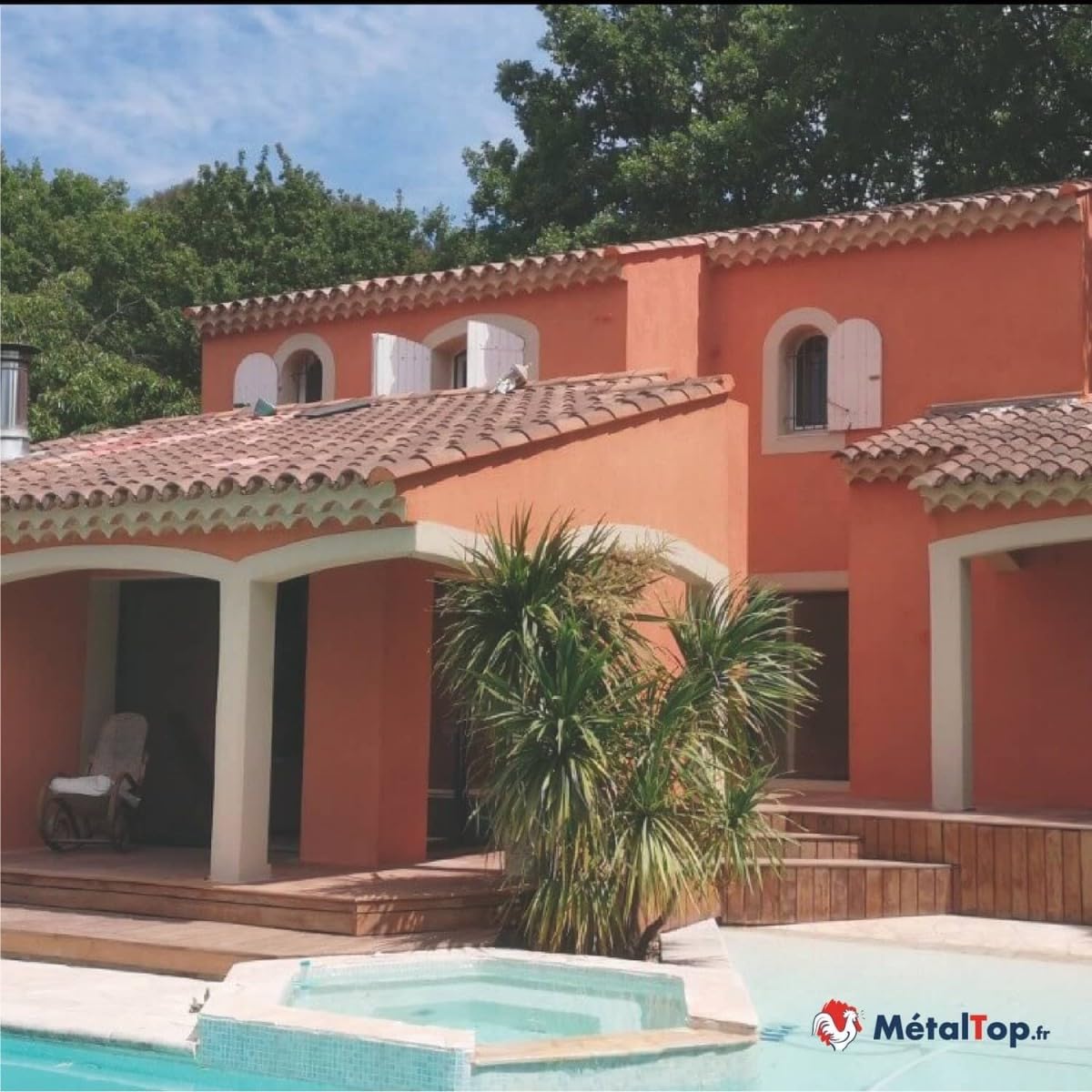 Metaltop - Peinture Mur Exterieur - Blanc pur - RAL 9010-1 L - Peinture microporeuse, application sur crépi, béton, brique pour une protection jusqu'à 10 ans