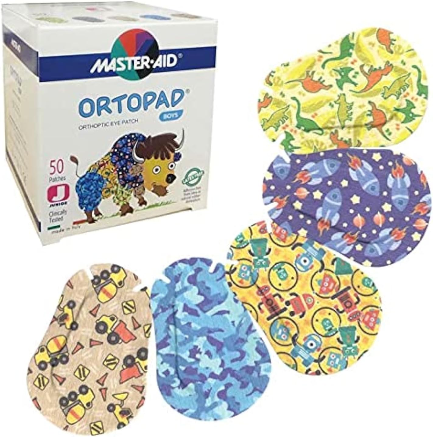 Bamboo Boys Eye Patches, 50/Box (Junior Size, 0-2 yrs) Blue Camo Pack