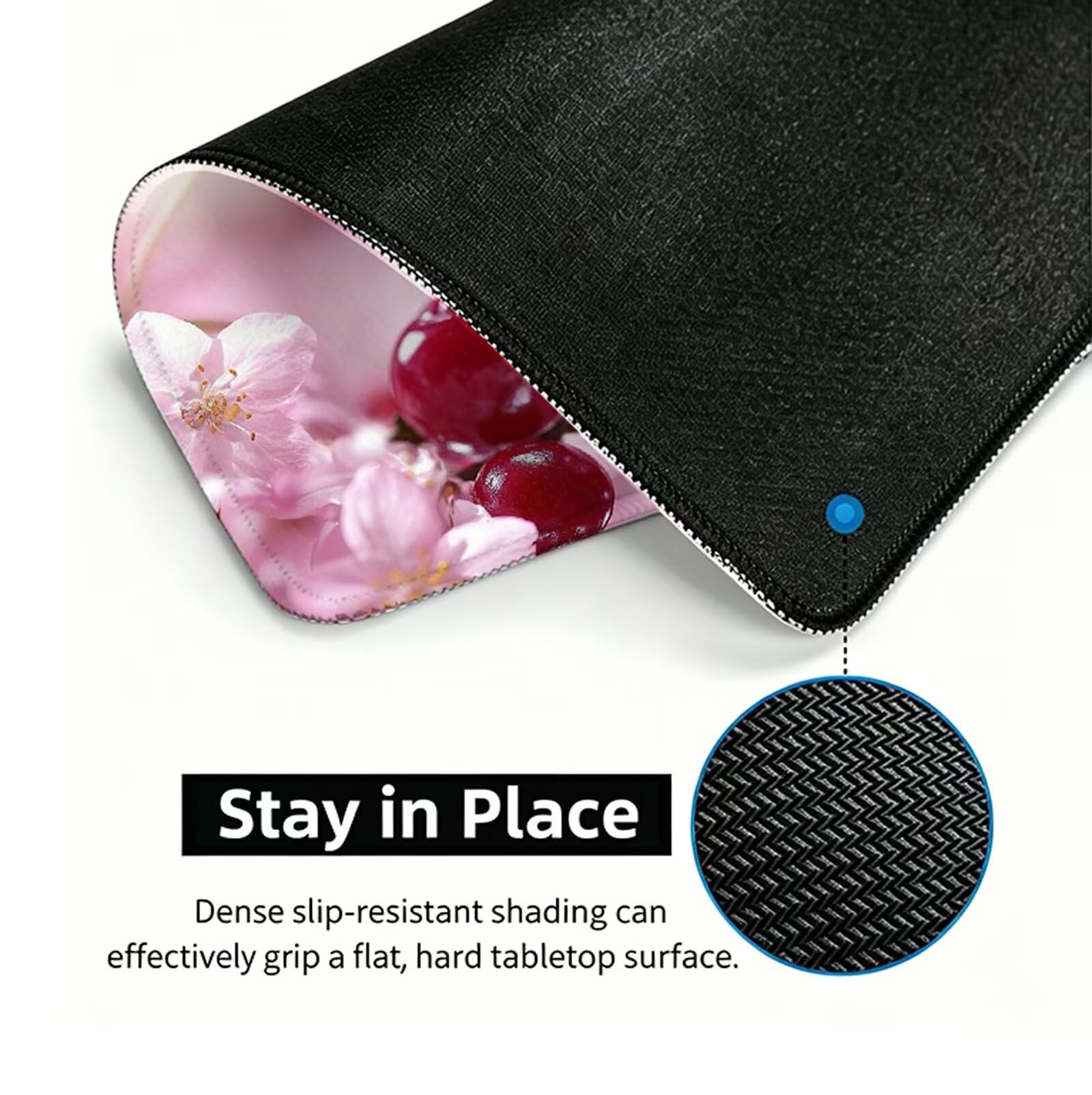 Tappetino Mouse Rosso Tappetino Mouse XXL 150x80 cm Mouse Pad Ciliegia Sottomano Scrivania Ufficio Grande, Mousepad Gaming Antiscivolo Impermeabile, Tappeto per Accessori Computer, Gamer Regalo W6-881