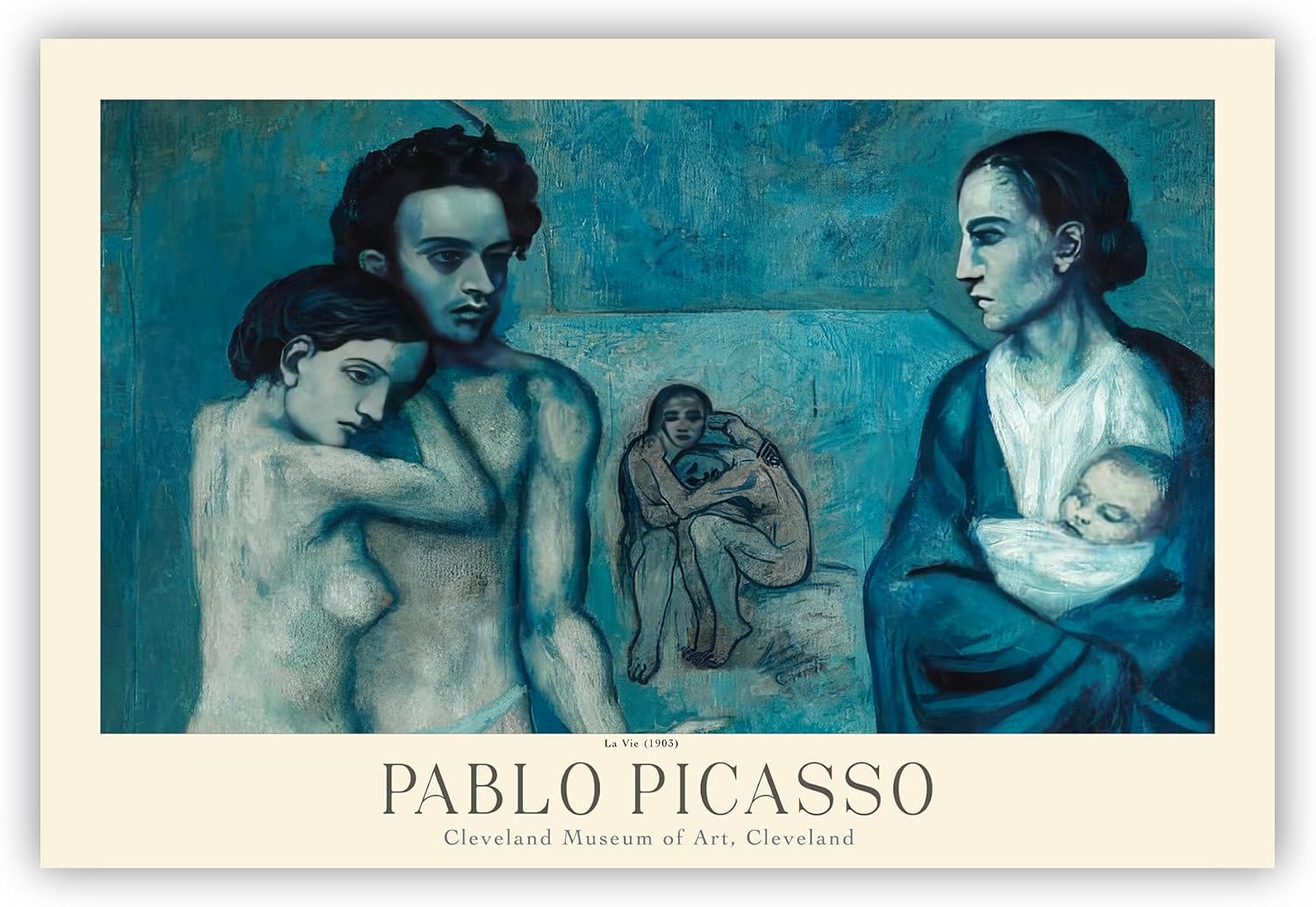 Pablo Picasso Poster Prints, Pablo Picasso Prints Museum Gallery Exhibition Poster, Pablo Picasso Paintings, Pablo Picasso Art Works, Pablo Picasso Prints, Pablo Picasso Exhibition Poster, Vintage Print, Home Wall Art, Office Wall Decor (La Vie, 12x18)