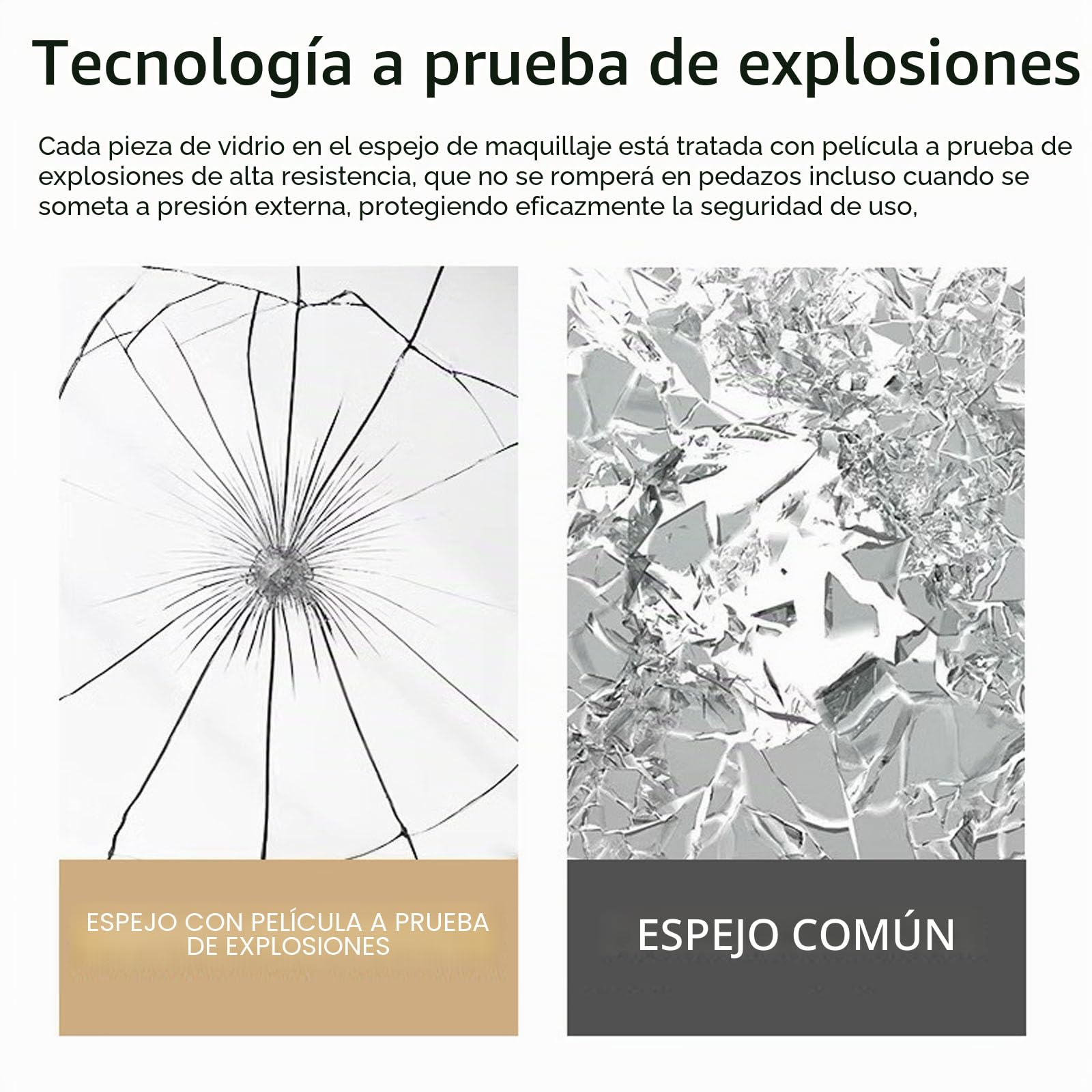 Espejo de Maquillaje portátil con Soporte de Metal Ajustable a 90°, Ideal para Dormitorio, Sala de Estar, Ducha, Oficina