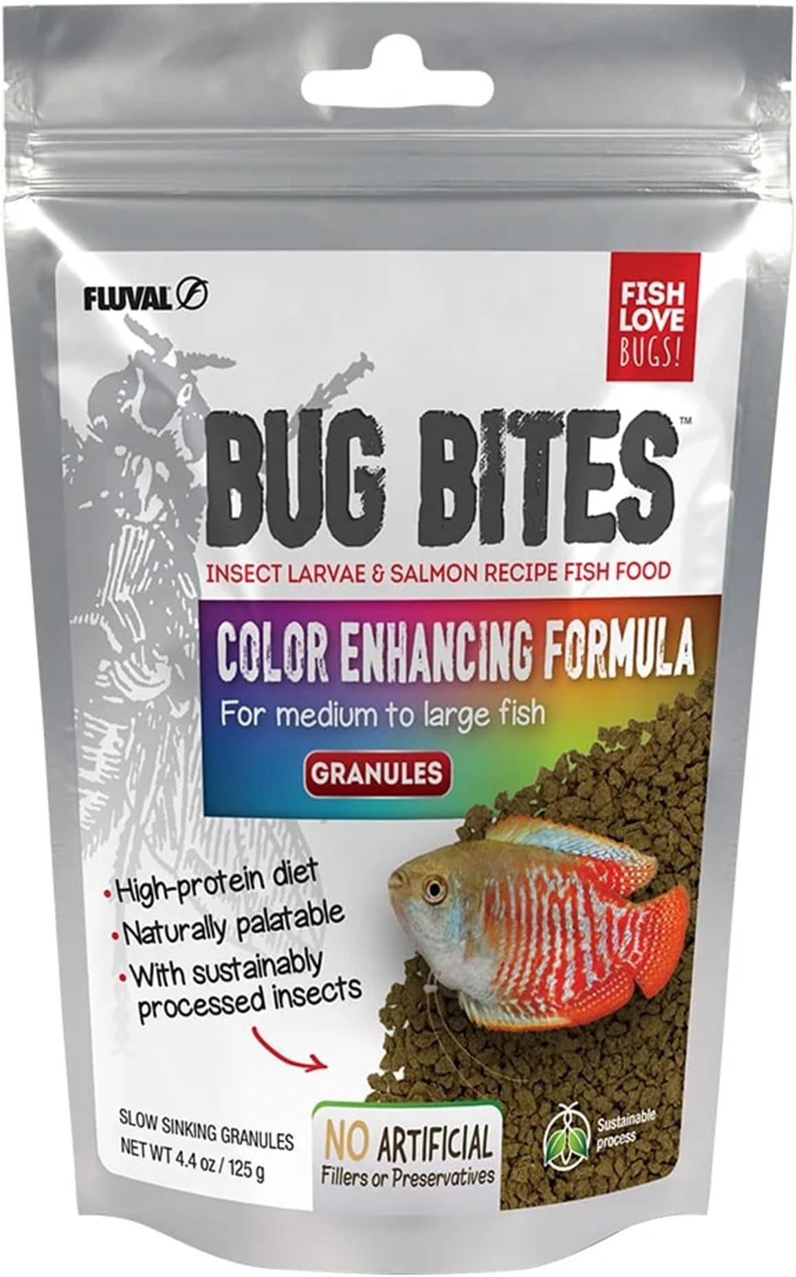 Bug Bites Colour Enhancing Fish Food, 125 g