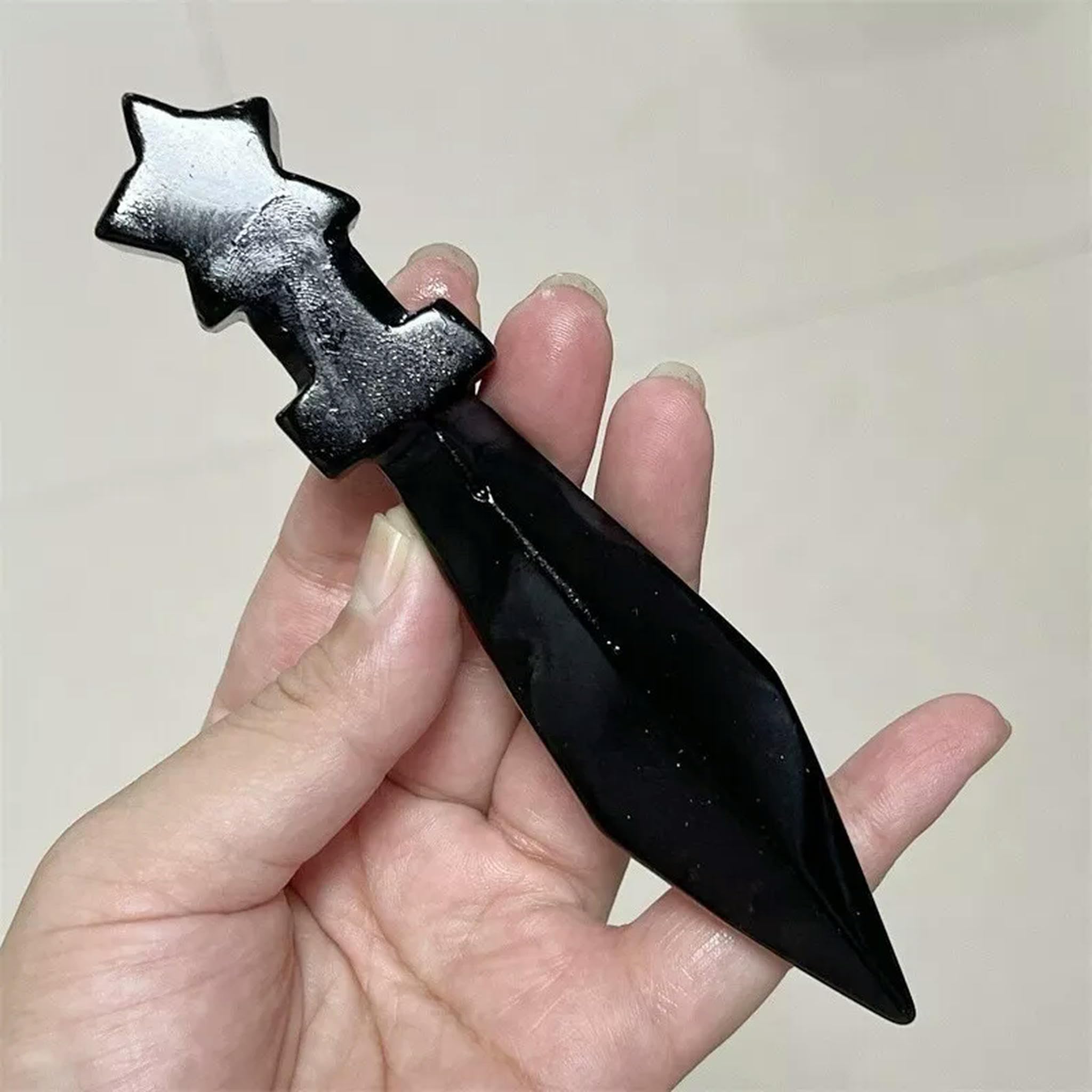Dague en Obsidienne Naturelle de 5 Pouces et Plus, crâne sculpté, Cristal de Quartz, gemme, 1 pièce