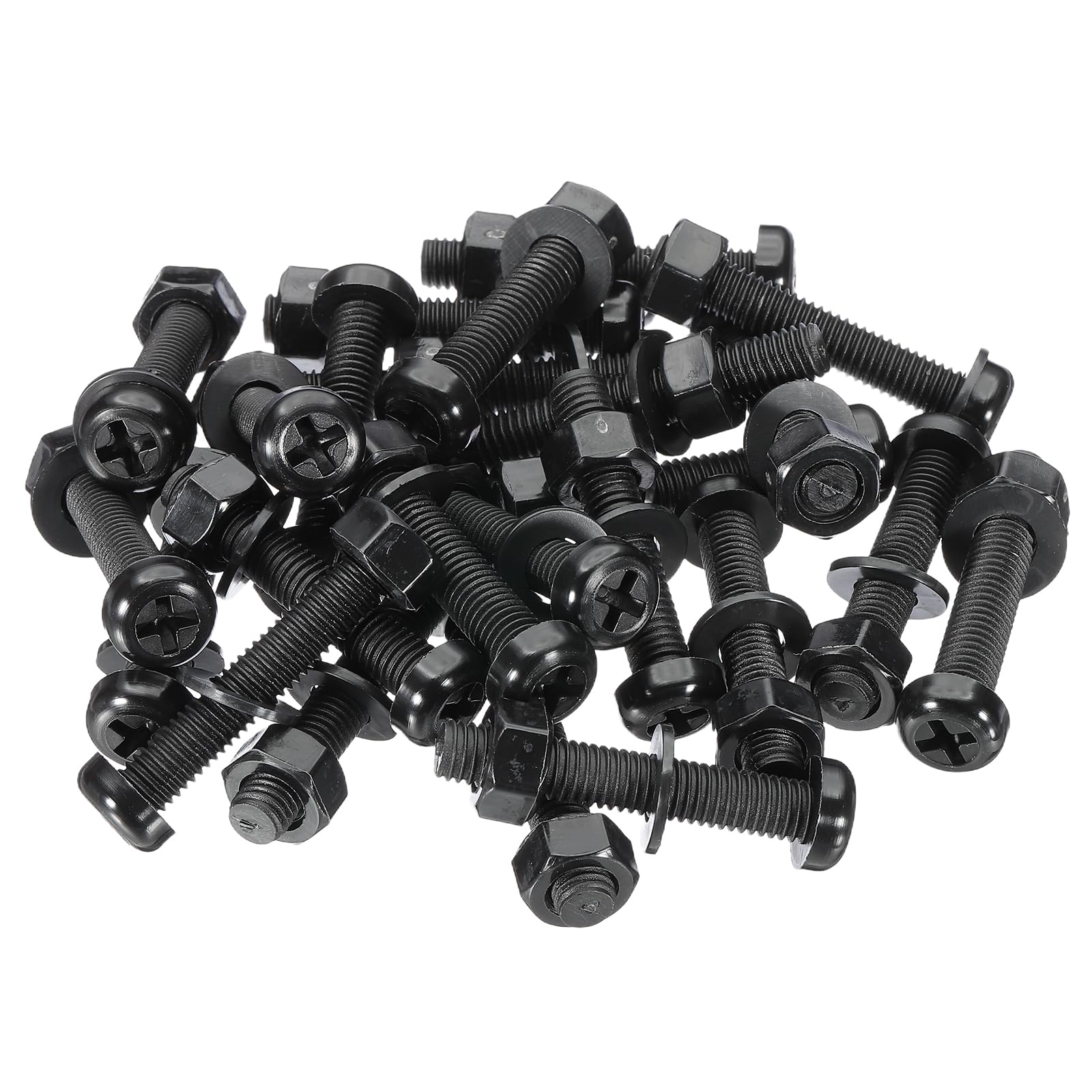 PATIKIL M8x50mm Black Nylon Bolts Plastic Nuts Full Thread Head Screws, 24 Pcs, M8*50mm