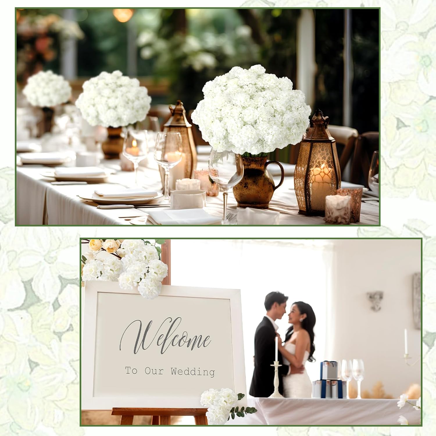 72 Pcs White Hydrangea Artificial Flowers, Round Floral Bouquet for Home Decor, Wedding, Party, and Seasonal Decoration, Realistic Fake Flowers for Centerpieces, Aisle, Table Arrangements - Image 5