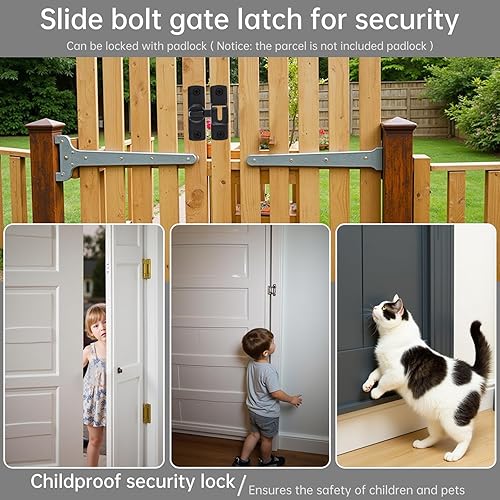 Miniatura 6 de Paquete de 2 cierres para puerta de granero, cerradura de puerta de ángulo recto de aleación de zinc de 90180 grados, herrajes de bloqueo deslizante